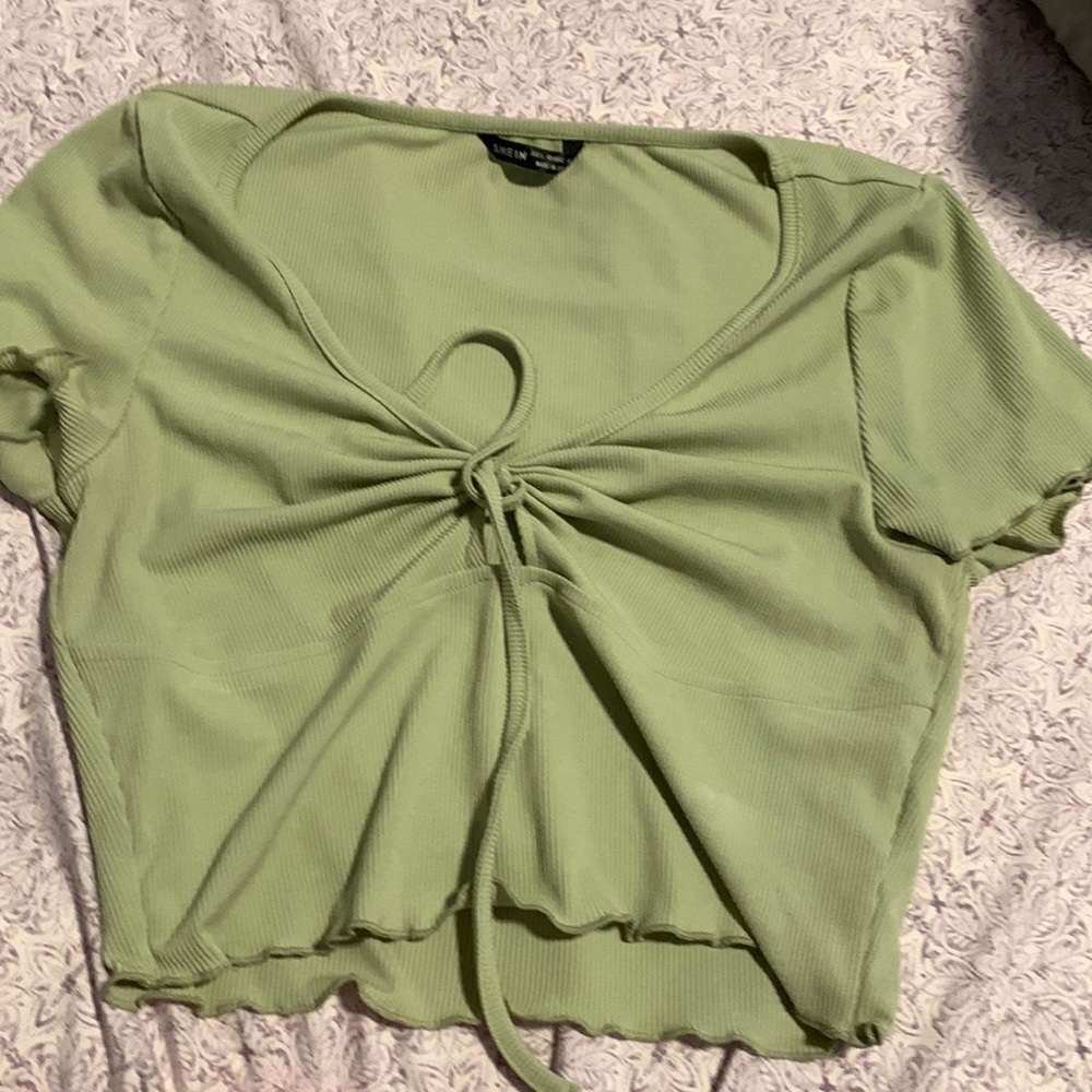green crop top